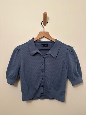 Gap 100% Cotton Pointelle Crop Cardigan Dainty Darling Cottagecore Posh